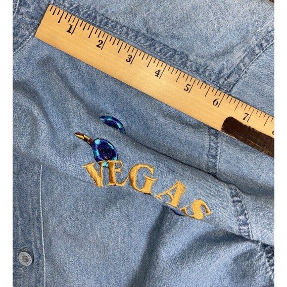 VTG Las Vegas Embroidered Casino Chip Gamble Button Shirt VS Collection Size XL - Picture 11 of 16